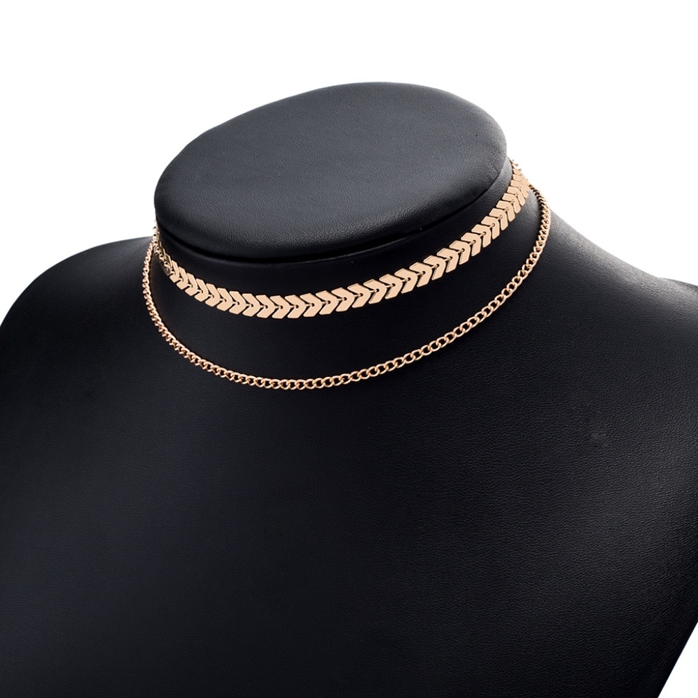 Two Layers Fishbone Choker Necklace! - Picture 4 of 4